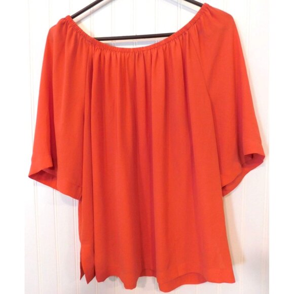 Loft Outlet Women Size M Medium Coral Flowy Top Shirt Short Sleeve - Picture 5 of 5
